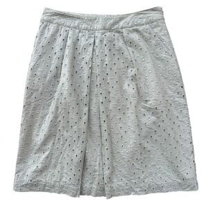 Boden Limited‎ Edition Eyelet Skirt Women's Size 6 Lined Beige Pleated A-Line